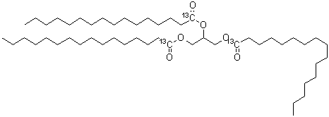 CAS 登录号：168294-57-3， 1,2,3-丙烷三基三(1-<sup>13</sup>C)十六烷酸酯