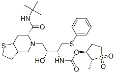 CAS 登录号：169273-55-6， [(2R,3S)-2-甲基-1,1-二氧代四氢噻吩-3-基] N-[(2R,3R)-4-[(3aR,6S,7aS)-6-(叔丁基氨基甲酰)-3,3a,4,6,7,7a-六氢-2H-噻吩并[2,3-d]吡啶-5-基]-3-羟基-1-苯基硫基丁烷-2-基]氨基甲酸酯