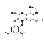 CAS 登录号：170778-70-8， N-[2-(2-氯-4,6-二硝基-苯基)偶氮-5-(乙基氨基)-4-甲氧基-苯基]乙酰胺