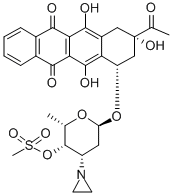 CAS 登录号：171047-47-5， [(2S,3S,4S,6R)-6-[[(1S,3S)-3-乙酰基-3,5,12-三羟基-6,11-二氧代-2,4-二氢-1H-并四苯-1-基]氧基]-4-(氮丙啶-1-基)-2-甲基四氢吡喃-3-基]甲烷磺酸酯