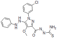 CAS 登录号：172701-56-3， N-硫代氨基甲酰亚氨基-1-(3-氯苯基)-4-甲氧基-5-(2-苯基肼基)吡唑-3-甲酰胺