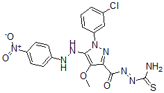 CAS 登录号：172701-57-4， N-硫代氨基甲酰亚氨基-1-(3-氯苯基)-4-甲氧基-5-[2-(4-硝基苯基)肼基]吡唑-3-甲酰胺