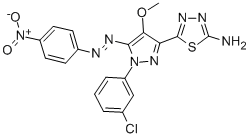 CAS 登录号：172701-60-9， 5-[1-(3-氯苯基)-4-甲氧基-5-(4-硝基苯基)偶氮吡唑-3-基]-1,3,4-噻二唑-2-胺