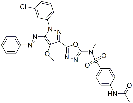 CAS#: 172701-71-2, N-[4-[[5-[1-(3-Chlorophenyl)-4-Methoxy-5-Phenyldiazenylpyrazol-3-Yl]-1,3,4-Oxadiazol-2-Yl]Methylsulfamoyl]Phenyl]Acetamide