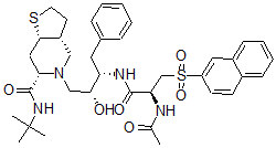 CAS#: 173967-60-7, (3aR,6S,7aS)-5-[(2R,3S)-3-[[(2S)-2-Acetamido-3-Naphthalen-2-Ylsulfonylpropanoyl]Amino]-2-Hydroxy-4-Phenylbutyl]-N-Tert-Butyl-3,3a,4,6,7,7a-Hexahydro-2H-Thieno[2,3-d]Pyridine-6-Carboxamide