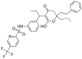 CAS#: 174484-81-2, N-[3-[1-[2-Hydroxy-4-Oxo-6-(2-Phenylethyl)-6-Propyl-5H-Pyran-3-Yl]Propyl]Phenyl]-5-(Trifluoromethyl)Pyridine-2-Sulfonamide