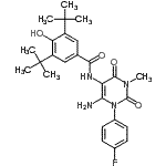 CAS 登录号：176378-79-3， N-[6-氨基-1-(4-氟苯基)-3-甲基-2,4-二氧代-1,2,3,4-四氢-5-嘧啶基]-4-羟基-3,5-二(2-甲基-2-丙基)苯甲酰胺