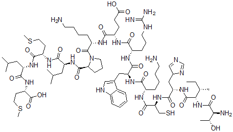 CAS 登录号：182917-44-8， L-苏氨酰-L-异亮氨酰-L-组氨酰-L-半胱氨酰-L-赖氨酰-L-色氨酰-L-精氨酰-L-alpha-谷氨酰-L-赖氨酰-L-脯氨酰-L-亮氨酰-L-蛋氨酰-L-亮氨酰-L-蛋氨酸