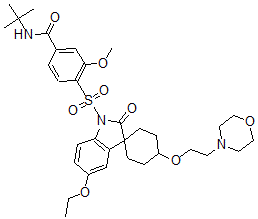 CAS 登录号：185913-78-4， N-叔丁基-4-[5'-乙氧基-4-(2-吗啉-4-基乙氧基)-2'-氧代螺[环己烷-1,3'-吲哚]-1'-基]磺酰基-3-甲氧基苯甲酰胺