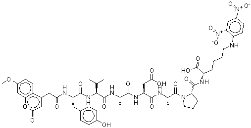 CAS#: 189696-01-3, (2S)-6-(2,4-Dinitroanilino)-2-[[(2S)-1-[(2S)-2-[[(2S)-4-Hydroxy-2-[[(2S)-2-[[(2S)-2-[[(2S)-3-(4-Hydroxyphenyl)-2-[[2-(7-Methoxy-2-Oxo-Chromen-4-Yl)Acetyl]Amino]Propanoyl]Amino]-3-Methyl-Butanoyl]Amino]Propanoyl]Amino]-4-Oxo-Butanoyl]Amino]Propanoyl]Pyrrolidine-2-Carbonyl]Amino]Hexanoic Acid