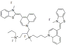 CAS#: 197770-98-2, 3-[Dimethyl-[4-[4-[(E)-(3-Methyl-1,3-Benzothiazol-2-Ylidene)Methyl]Quinolin-1-Ium-1-Yl]Butyl]Azaniumyl]Propyl-Dimethyl-[4-[4-[(E)-(3-Methyl-1,3-Benzothiazol-2-Ylidene)Methyl]Quinolin-1-Ium-1-Yl]Butyl]Azanium Tetraiodide