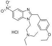 CAS#: 2053-25-0, 2-[2-[(4-Ethoxyphenyl)Methyl]-5-Nitrobenzimidazol-1-Yl]Ethyl-Diethylazanium Chloride