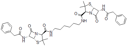CAS 登录号：21291-04-3， 二(苄基青霉噻唑基)-1,6-二氨基己烷