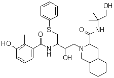 CAS 登录号：213135-56-9， 2-{2-羟基-3-[(3-羟基-2-甲基苯甲酰)氨基]-4-(苯基硫基)丁基}-N-(1-羟基-2-甲基-2-丙基)十氢-3-异喹啉甲酰胺