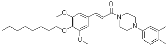 CAS 登录号：214265-97-1， (2E)-3-[3,5-二甲氧基-4-(辛基氧基)苯基]-1-[4-(3,4-二甲基苯基)-1-哌嗪基]-2-丙烯-1-酮
