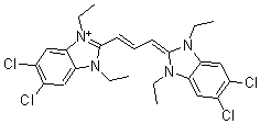 CAS#: 21527-78-6, 5,6-Dichloro-2-[3-(5,6-dichloro-1,3-diethyl-1,3-dihydro-2H-benzimidazol-2-ylidene)-1-propenyl]-1,3-diethyl-1H-Benzimidazolium