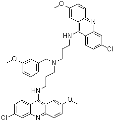 CAS 登录号：222051-76-5， N'-(6-氯-2-甲氧基-9-吖啶基)-N-{3-[(6-氯-2-甲氧基-9-吖啶基)氨基]丙基}-N-(3-甲氧基苄基)-1,3-丙烷二胺