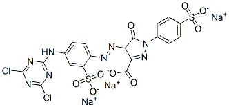 CAS#: 22961-46-2, Trisodium 4-[[4-[(4,6-Dichloro-1,3,5-Triazin-2-Yl)Amino]-2-Sulphonatophenyl]Azo]-4,5-Dihydro-5-Oxo-1-(4-Sulphonatophenyl)-1H-Pyrazole-3-Carboxylate