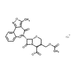 CAS 登录号：23179-69-3， 钠(6S,7S)-3-(乙酰氧基甲基)-7-({[3-(2-氯苯基)-5-甲基-1,2-恶唑-4-基]羰基}氨基)-8-氧代-5-硫杂-1-氮杂双环[4.2.0]辛-2-烯-2-羧酸酯