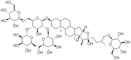 CAS#: 24333-07-1, [(22S,25S)-26-(beta-D-Glucopyranosyloxy)-22-Hydroxy-5beta-Furostan-3beta-Yl]4-O-(6-Deoxy-alpha-L-Mannopyranosyl)-2-O:6-O-Di(beta-D-Glucopyranosyl)-beta-D-Glucopyranoside