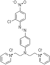 CAS 登录号：24447-84-5， 1,1'-[({4-[(2-氯-4-硝基苯基)偶氮]苯基}亚氨基)二-2,1-乙二基]二吡啶鎓二氯化物