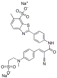 CAS 登录号：2498-95-5， 2-[4-[[(E)-2-氰基-3-[4-(甲基-(2-磺酸乙基)氨基)苯基]丙-2-烯酰基]氨基]苯基]-6-甲基-1,3-苯并噻唑-7-磺酸二钠