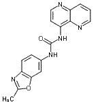 CAS 登录号：249889-64-3， 1-(2-甲基-1,3-苯并恶唑-6-基)-3-(1,5-萘啶-4-基)脲