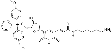 CAS 登录号：252337-60-3， 5-{(1E)-3-[(6-氨基己基)氨基]-3-氧代-1-丙烯-1-基}-5'-O-[二(4-甲氧基苯基)(苯基)甲基]-2'-脱氧尿苷