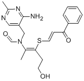 CAS#: 26242-33-1, N-[(4-Amino-2-methyl-5-pyrimidinyl)methyl]-N-[4-hydroxy-1-methyl-2-[(3-oxo-3-phenyl-1-propen-1-yl)thio]-1-buten-1-yl]-Formamide
