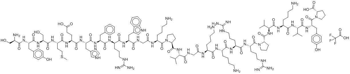 CAS#: 26469-81-8, (2S)-1-[(2S)-2-[[(2S)-2-[[(2S)-6-Amino-2-[[(2S)-2-[[(2S)-1-[(2S)-2-[[(2S)-2-[[(2S)-6-Amino-2-[[(2S)-6-Amino-2-[[2-[[(2S)-2-[[(2S)-1-[(2S)-6-Amino-2-[[2-[[(2S)-2-[[(2R)-2-[[(2S)-2-[[(2S)-2-[[(2S)-2-[[(2S)-2-[[(2S)-2-[[(2S)-2-[[(2R)-2-Amino-3-Hydroxy-Propanoyl]Amino]-3-(4-Hydroxyphenyl)Propanoyl]Amino]-3-Hydroxy-Propanoyl]Amino]-4-Methylsulfanyl-Butanoyl]Amino]-4-Carboxy-Butanoyl]Amino]-3-(1H-Imidazol-4-Yl)Propanoyl]Amino]-3-Phenyl-Propanoyl]Amino]-5-Guanidino-Pentanoyl]Amino]-3-(1H-Indol-3-Yl)Propanoyl]Amino]Acetyl]Amino]Hexanoyl]Pyrrolidine-2-Carbonyl]Amino]-3-Methyl-Butanoyl]Amino]Acetyl]Amino]Hexanoyl]Amino]Hexanoyl]Amino]-5-Guanidino-Pentanoyl]Amino]-5-Guanidino-Pentanoyl]Pyrrolidine-2-Carbonyl]Amino]-3-Methyl-Butanoyl]Amino]Hexanoyl]Amino]-3-Methyl-Butanoyl]Amino]-3-(4-Hydroxyphenyl)Propanoyl]Pyrrolidine-2-Carboxylic Acid; 2,2,2-Trifluoroacetic Acid
