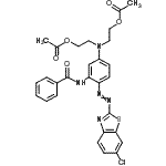 CAS 登录号：26630-87-5， 2-[N-(2-乙酰氧基乙基)-3-苯甲酰胺基-4-[(6-氯-1,3-苯并噻唑-2-基)偶氮]苯胺基]乙基乙酸酯