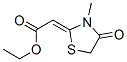 CAS 登录号：27653-75-4， (2Z)-(3-甲基-4-氧代-1,3-噻唑烷-2-亚基)乙酸乙酯