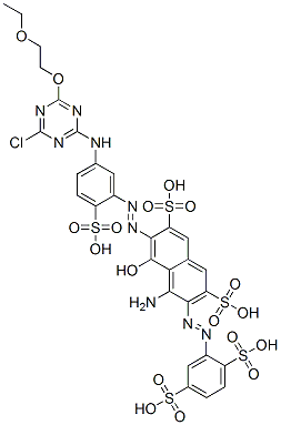 CAS 登录号：29674-65-5， 4-氨基-6-((5-((4-氯-6-(2-乙氧基乙氧基)-1,3,5-三嗪-2-基)氨基)-2-磺基苯基)偶氮)-3-((2,5-二磺基苯基)偶氮)-5-羟基萘-2,7-二磺酸