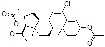 CAS 登录号：3044-32-4， [(3S,9S,14S,17R)-17-乙酰基-3-乙酰氧基-6-氯-10,13-二甲基-1,2,3,8,9,11,12,14,15,16-十氢环戊烯并[a]菲-17-基]乙酸酯