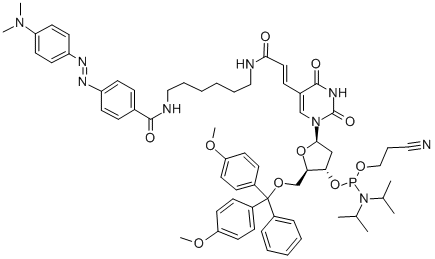 CAS#: 316121-62-7, 5'-O-[Bis(4-Methoxyphenyl)Phenylmethyl]-2'-Deoxy-5-[3-[[6-[[4-[[4-(Dimethylamino)Phenyl]Azo]Benzoyl]Amino]Hexyl]Amino]-3-Oxo-1-Propenyl]-Uridine 3'-[2-Cyanoethyl Bis(1-Methylethyl)Phosphoramidite]