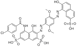 CAS#: 31825-07-7, (3E)-5-[(4-Chlorobenzoyl)Amino]-3-[[2,5-Dimethoxy-4-[(2Z)-2-(2-Oxo-7-Sulfonaphthalen-1-Ylidene)Hydrazinyl]Phenyl]Hydrazinylidene]-4-Oxonaphthalene-2,7-Disulfonic Acid