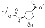 CAS 登录号：321744-23-4， (1S,2R,4R)-N-叔丁氧羰基-1-氨基-2-羟基环戊烷-4-羧酸甲酯