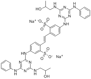 CAS 登录号：32694-95-4， 二钠5-[[4-(2-羟基丙基氨基)-6-(苯基氨基)-1,3,5-三嗪-2-基]氨基]-2-[(E)-2-[4-[[4-(2-羟基丙基氨基)-6-(苯基氨基)-1,3,5-三嗪-2-基]氨基]-2-磺酸苯基]乙烯基]苯磺酸盐