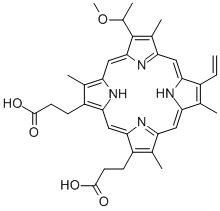 CAS#: 327050-60-2, 12-Ethenyl-7-(1-Methoxyethyl)-3,8,13,17-Tetramethyl-21H,23H-Porphine-2,18-Dipropanoic acid
