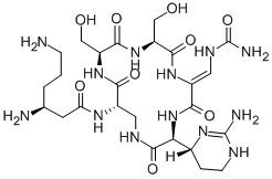 CAS 登录号：33137-73-4， 3,6-二氨基-N-[(6Z)-3-(2-氨基-3,4,5,6-四氢嘧啶-4-基)-6-[(氨基甲酰氨基)亚甲基]-9,12-二(羟基甲基)-2,5,8,11,14-五氧代-1,4,7,10,13-五氮杂环十六烷-15-基]己酰胺