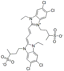 CAS 登录号：3325-10-8， 4-[(2E)-5,6-二氯-2-[(E)-3-[5,6-二氯-1-乙基-3-(3-磺基丁基)苯并咪唑-3-鎓-2-基]丙-2-烯亚基]-3-乙基苯并咪唑-1-基]丁烷-2-磺酸酯