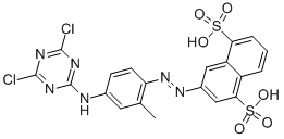 CAS 登录号：33508-55-3， 3-[4-[(4,6-二氯-1,3,5-三嗪-2-基)氨基]-2-甲基苯基]偶氮萘-1,5-二磺酸