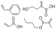 CAS#: 34268-75-2, 2-Methyl-2-Propenoic acid butyl ester, polymer with ethenylbenzene, 2-hydroxyethyl-2-propenoate and 2-propenoic acid