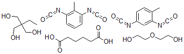 CAS#: 34557-94-3, Hexanedioic acid, polymer with 1,3-diisocyanato-2-methylbenzene, 2,4-diisocyanato-1-methylbenzene, 2-ethyl-2-(hydroxymethyl)-1,3-propanediol and 2,2'-oxybis(ethanol)