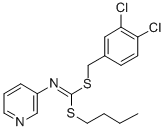 CAS 登录号：34763-43-4， N-(2-丁基吡啶-3-基)-1-(3,4-二氯苯基)硫基-1-甲硫基甲亚胺