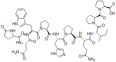 CAS 登录号：35115-62-9， 1-(1-(N-(N2-(1-(N-(1-(N-(N2-(5-氧代-L-脯氨酰)-L-天冬氨酰胺酰)-L-色氨酰)-L-脯氨酰)-L-组氨酰)-L-脯氨酰)-L-谷氨酰胺酰)-L-异亮氨酰)-L-脯氨酰)-L-脯氨酸