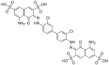CAS 登录号：3627-06-3， (3Z)-5-氨基-3-[[4-[4-[(2Z)-2-(8-氨基-1-氧代-3,6-二磺基萘-2-亚基)肼基]-3-氯苯基]-2-氯苯基]亚肼基]-4-氧代萘-2,7-二磺酸