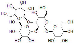 CAS 登录号：3634-02-4， (2R,3S,4S,5S,6R)-2-[(2R,3R,4S,5S,6R)-3-羟基-2-(羟基甲基)-5,6-二[[(2R,3S,4S,5S,6R)-3,4,5-三羟基-6-(羟基甲基)四氢吡喃-2-基]氧基]四氢吡喃-4-基]氧基-6-(羟基甲基)四氢吡喃-3,4,5-三醇