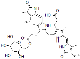 CAS#: 36570-68-0, 3-[5-[(Z)-(4-Ethenyl-3-Methyl-5-Oxopyrrol-2-Ylidene)Methyl]-2-[[5-[(E)-(3-Ethenyl-4-Methyl-5-Oxopyrrol-2-Ylidene)Methyl]-4-Methyl-3-[3-Oxo-3-[[(2R,3S,4S,5R,6R)-3,4,5,6-Tetrahydroxyoxan-2-Yl]Methoxy]Propyl]-1H-Pyrrol-2-Yl]Methyl]-4-Methyl-1H-Pyrrol-3-Yl]Propanoic Acid