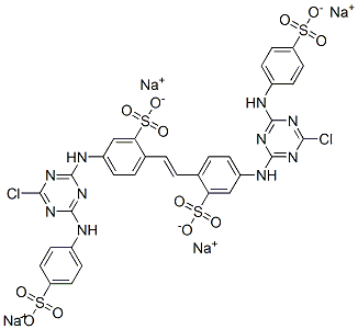 CAS 登录号：37138-26-4， 四钠5-[[4-氯-6-[(4-磺酸苯基)氨基]-1,3,5-三嗪-2-基]氨基]-2-[(E)-2-[4-[[4-氯-6-[(4-磺酸苯基)氨基]-1,3,5-三嗪-2-基]氨基]-2-磺酸苯基]乙烯基]苯磺酸盐
